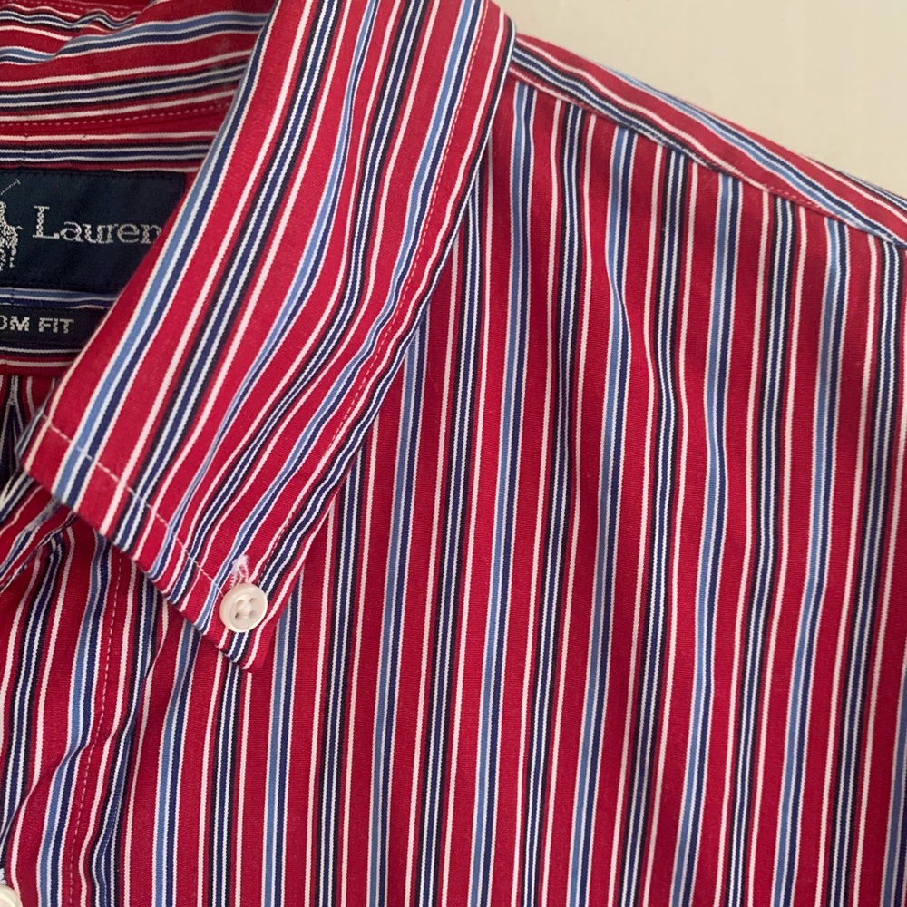 Ralph Lauren Custom Fit Striped Long Sleeve Button Shirt Men’s Size Large - Picture 4 of 12